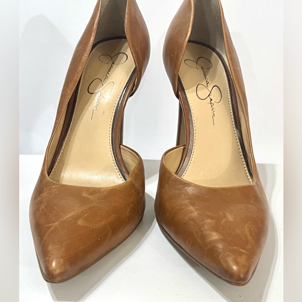 Jessica Simpson Claudette D'Orsay Leather Pumps High Heels Burnt Umber Sz 9 - Picture 6 of 11